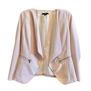 H&M Blush Pink Open Front Blazer Zipper Leather Detail